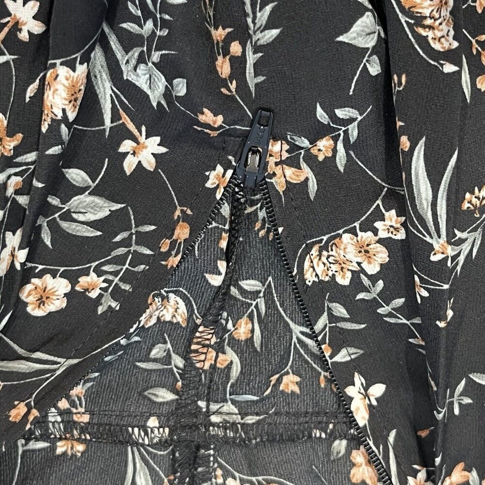 Unique Vintage Black Floral Open Front Tie Fit And Flare Dress Women Size XS/2 - Picture 10 of 14